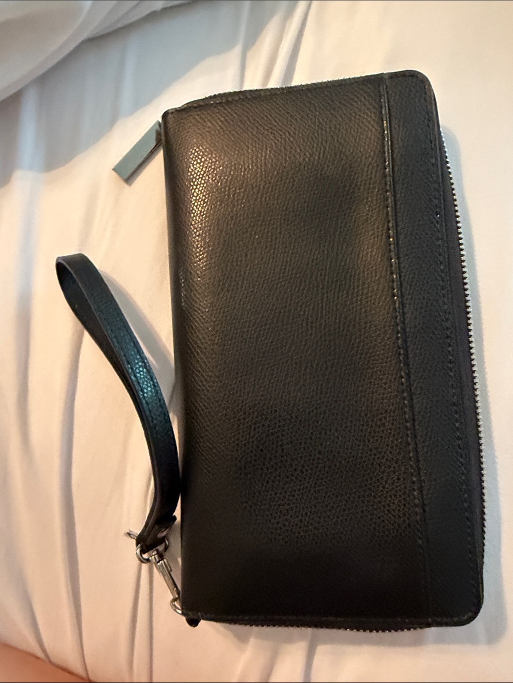 Halogen Black Leather Zip Wristlet Wallet